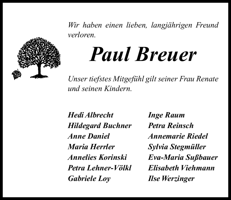  Traueranzeige für Paul Breuer vom 25.04.2012 aus Roth-Hilpoltsteiner Volkszeitung Lokal