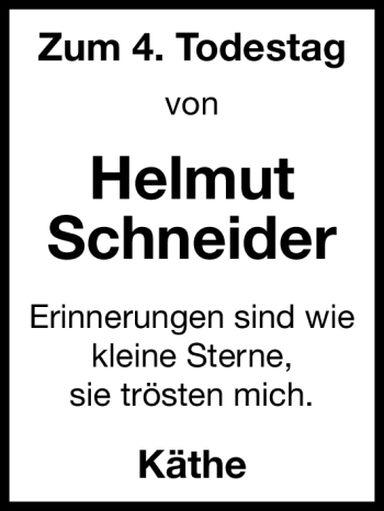 Traueranzeige von Helmut Schneider von Fürther Nachrichten Lokal