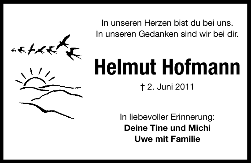  Traueranzeige für Helmut Hofmann vom 02.06.2012 aus Altmühl-Bote Lokal
