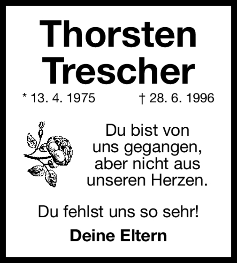  Traueranzeige für Thorsten Trescher vom 28.06.2012 aus Erlanger Nachrichten Lokal