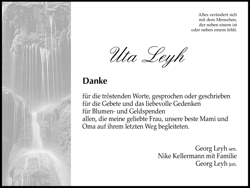  Traueranzeige für Uta Leyh vom 07.07.2012 aus Nordbayerische Nachrichten Herzogenaurach Lokal