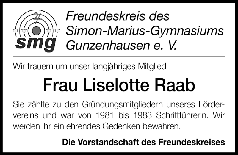 Traueranzeige für Liselotte Raab vom 19.07.2012 aus Altmühl-Bote Lokal
