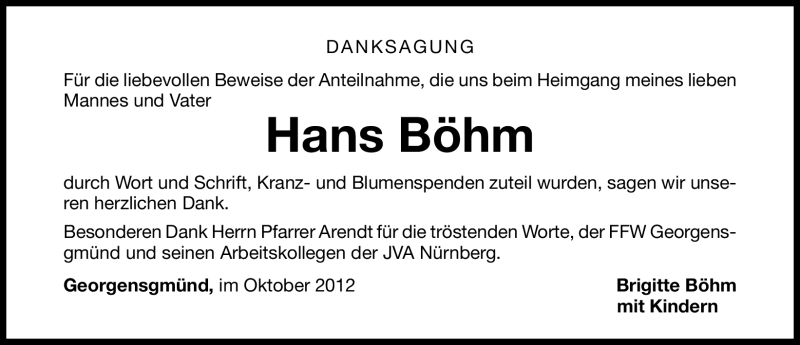  Traueranzeige für Hans Böhm vom 20.10.2012 aus Roth-Hilpoltsteiner Volkszeitung Lokal