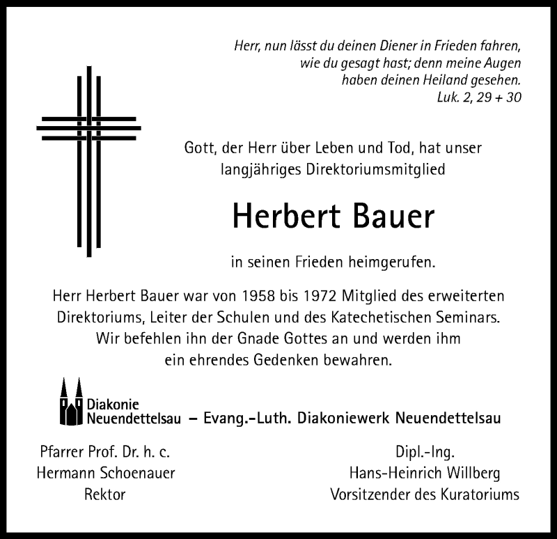  Traueranzeige für Herbert Bauer vom 24.01.2013 aus Gesamtausgabe Nürnberger Nachrichten/ Nürnberger Ztg.