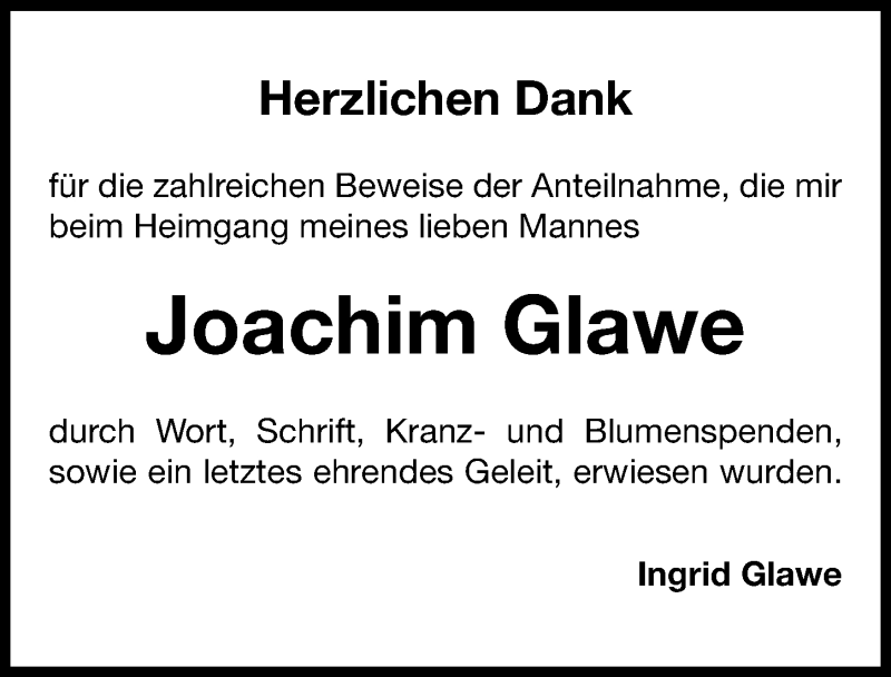  Traueranzeige für Joachim Glawe vom 09.02.2013 aus Nordbayerische Nachrichten Pegnitz Lokal