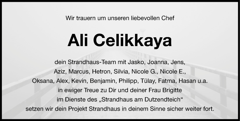  Traueranzeige für Ali Celikkaya vom 13.02.2013 aus Gesamtausgabe Nürnberger Nachrichten/ Nürnberger Ztg.