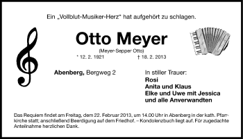 Traueranzeige von Otto Meyer von Roth-Hilpoltsteiner Volkszeitung Lokal