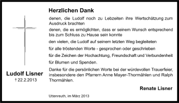 Traueranzeige von Ludolf Lisner von Erlanger Nachrichten Lokal