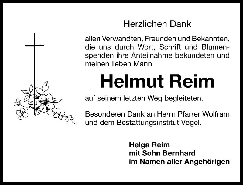  Traueranzeige für Helmut Reim vom 06.04.2013 aus Fürther Nachrichten Lokal