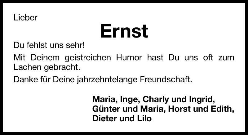  Traueranzeige für Ernst Übelacker vom 25.04.2013 aus Fürther Nachrichten Lokal