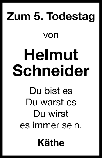 Traueranzeige von Helmut Schneider von Fürther Nachrichten Lokal