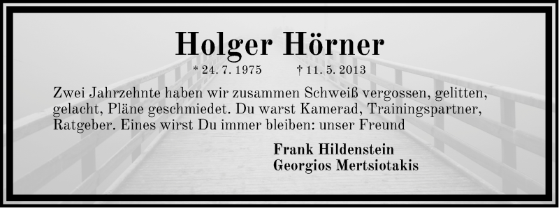  Traueranzeige für Holger Hörner vom 16.05.2013 aus Fürther Nachrichten Lokal