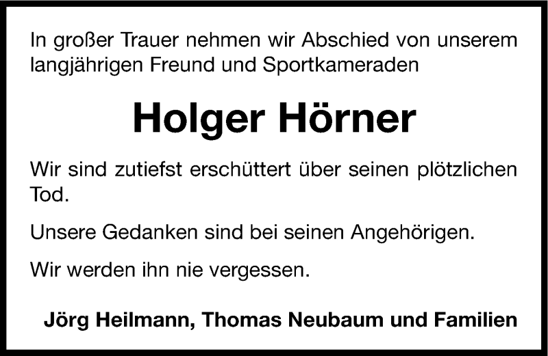  Traueranzeige für Holger Hörner vom 17.05.2013 aus Fürther Nachrichten Lokal