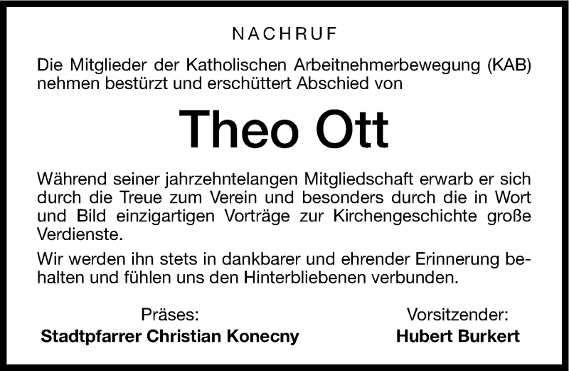 Traueranzeige für Theo Ott vom 22.05.2013 aus Altmühl-Bote Lokal