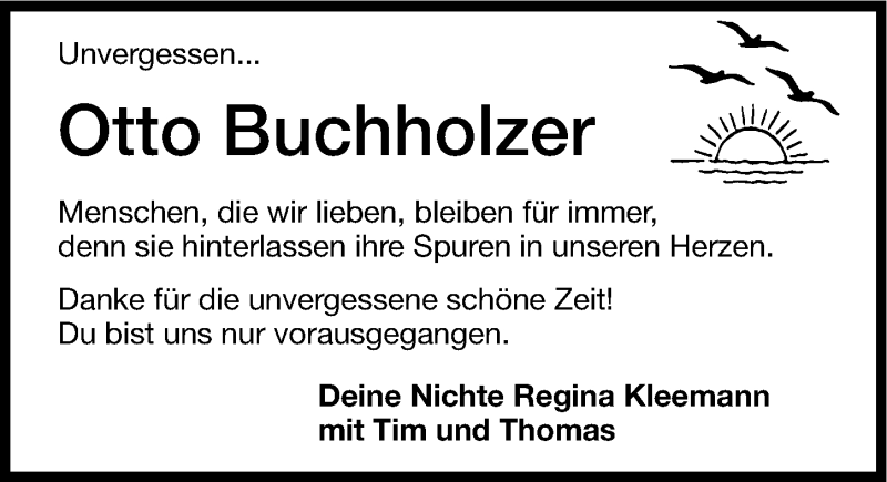  Traueranzeige für Otto Buchholzer vom 28.06.2013 aus Altmühl-Bote Lokal