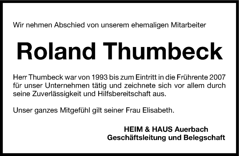  Traueranzeige für Roland Thumbeck vom 20.07.2013 aus Nordbayerische Nachrichten Pegnitz Lokal