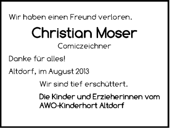 Traueranzeige von Christian Moser von Gesamtausgabe Nürnberger Nachrichten/ Nürnberger Ztg.