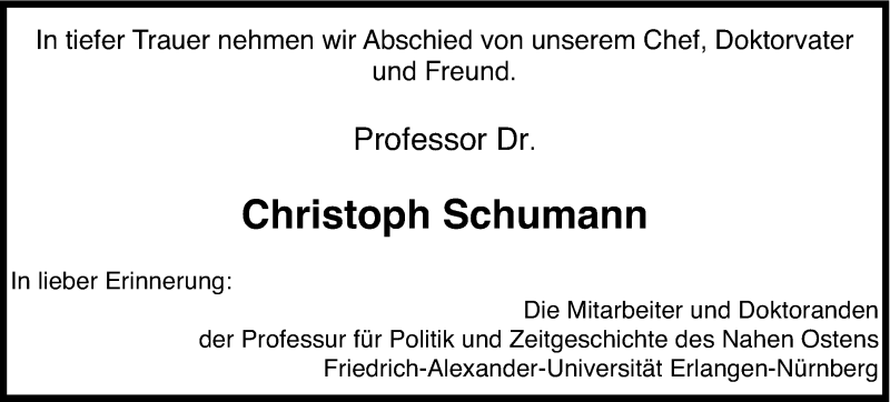  Traueranzeige für Christoph Schumann vom 05.09.2013 aus Erlanger Nachrichten Lokal