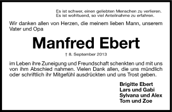 Traueranzeige von Manfred Ebert von Fürther Nachrichten Lokal