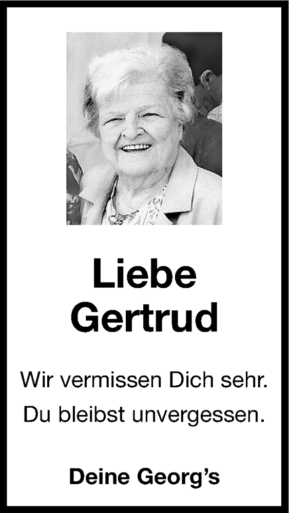 Traueranzeigen Von Gertrud Trauernnde 