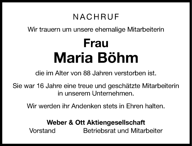  Traueranzeige für Maria Böhm vom 30.10.2013 aus Nordbayerische Nachrichten Forchheim Lokal