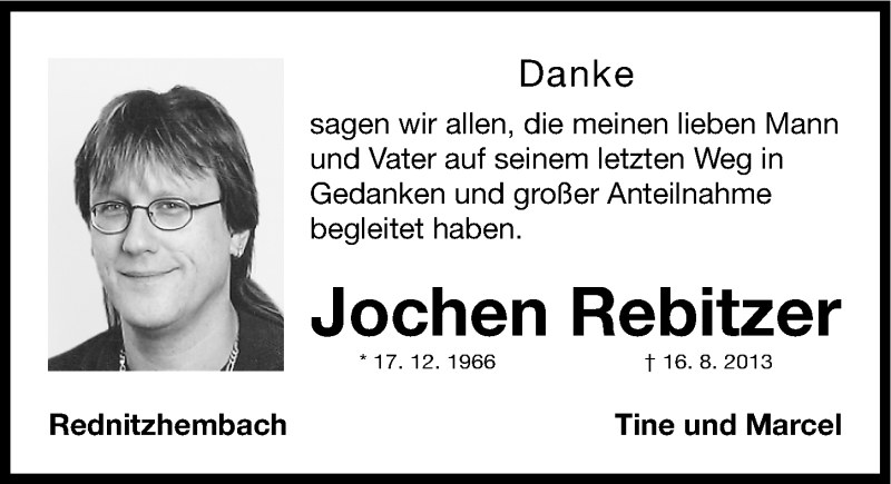  Traueranzeige für Jochen Rebitzer vom 16.11.2013 aus Gesamtausgabe Nürnberger Nachrichten/ Nürnberger Ztg.