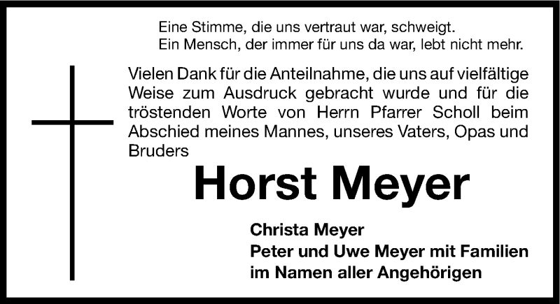  Traueranzeige für Horst Meyer vom 04.12.2013 aus Gesamtausgabe Nürnberger Nachrichten/ Nürnberger Ztg.