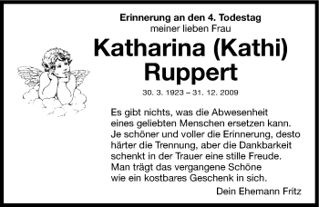 Traueranzeige von Katharina Ruppert von Gesamtausgabe Nürnberger Nachrichten/ Nürnberger Ztg.