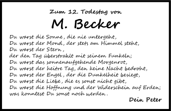 Traueranzeige von Margot Becker von  Roth-Hilpoltsteiner Volkszeitung Lokal
