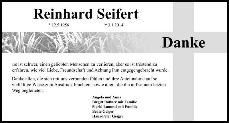  Traueranzeige für Reinhard Seifert vom 01.02.2014 aus Roth-Hilpoltsteiner Volkszeitung Lokal