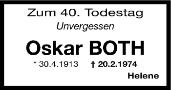 Traueranzeige von Oskar Both von Gesamtausgabe Nürnberger Nachrichten/ Nürnberger Ztg.