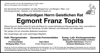Traueranzeige von Egmont Topits von Nordbayerische Nachrichten Herzogenaurach Lokal