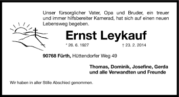 Traueranzeige von Ernst Leykauf von Fürther Nachrichten Lokal