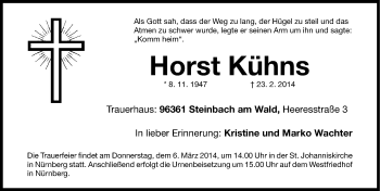 Traueranzeige von Horst Kühns von Gesamtausgabe Nürnberger Nachrichten/ Nürnberger Ztg.