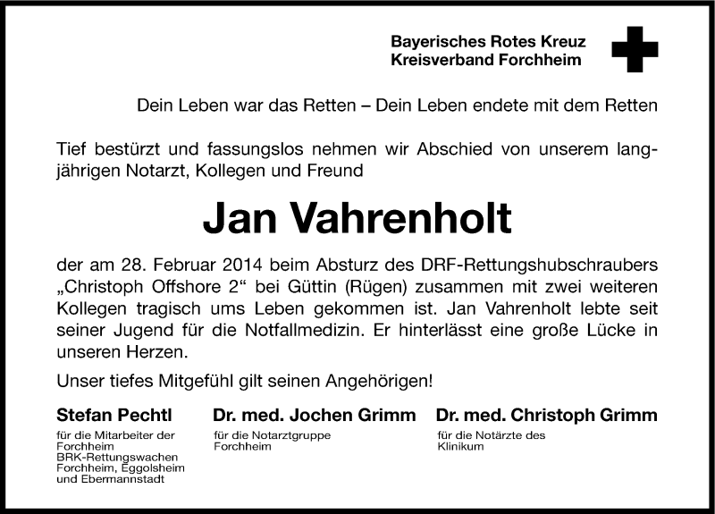  Traueranzeige für Jan Vahrenholt vom 08.03.2014 aus Nordbayerische Nachrichten Forchheim Lokal