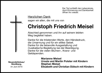 Traueranzeige von Christoph Friedrich Meisel von Nordbayerische Nachrichten Forchheim Lokal
