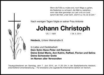 Traueranzeigen von Johann Christoph trauer.nn.de