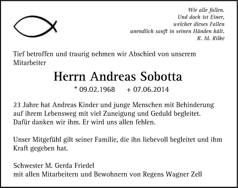  Traueranzeige für Andreas Sobotta vom 11.06.2014 aus Roth-Hilpoltsteiner Volkszeitung Lokal