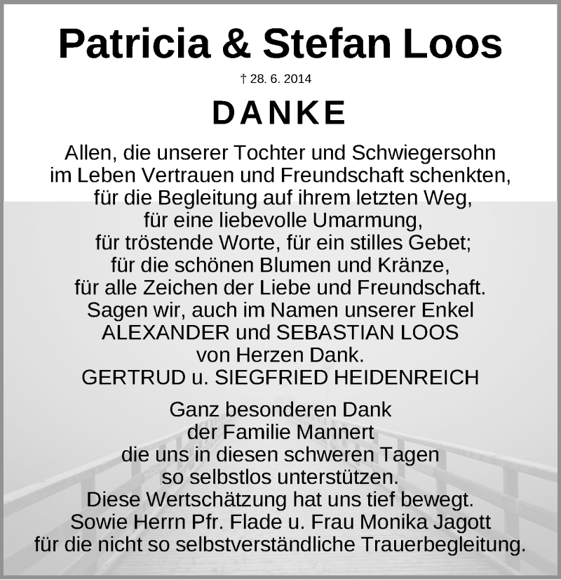  Traueranzeige für Patricia Alexandra Loos vom 25.07.2014 aus Roth-Hilpoltsteiner Volkszeitung Lokal