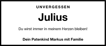 Traueranzeige von Julius Rauschenberger von Nordbayerische Nachrichten Herzogenaurach Lokal