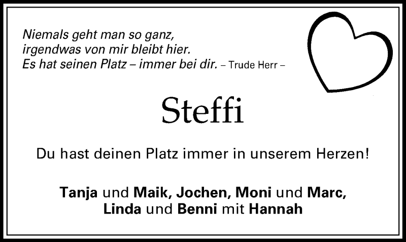  Traueranzeige für Stefanie Gemmer vom 12.09.2014 aus Roth-Hilpoltsteiner Volkszeitung Lokal