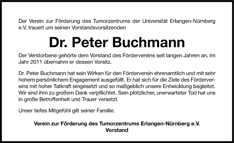  Traueranzeige für Peter Buchmann vom 24.09.2014 aus Erlanger Nachrichten Lokal