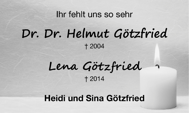 Traueranzeige für Lena Götzfried vom 27.10.2014 aus Erlanger Nachrichten Lokal