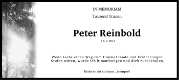 Traueranzeige von Hans-Peter Reinbold von Nordbayerische Nachrichten Forchheim Lokal