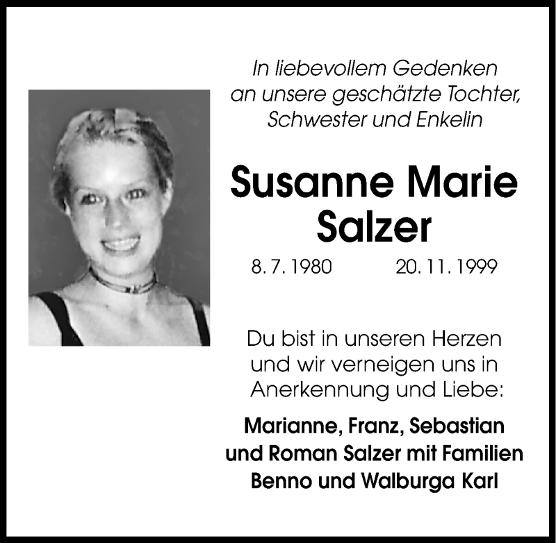  Traueranzeige für Susanne Marie Salzer vom 20.11.2014 aus Neumarkter Nachrichten Lokal