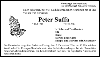 Traueranzeige von Peter Suffa von Erlanger Nachrichten Lokal