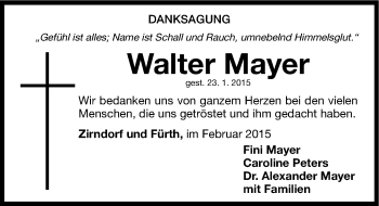 Traueranzeige von Walter Mayer von Fürther Nachrichten Lokal