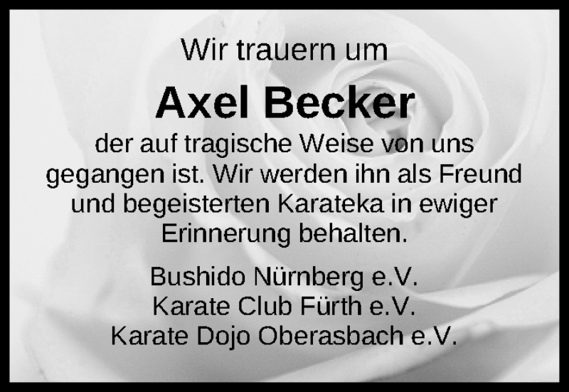  Traueranzeige für Axel Becker vom 14.02.2015 aus Gesamtausgabe Nürnberger Nachrichten/ Nürnberger Ztg.