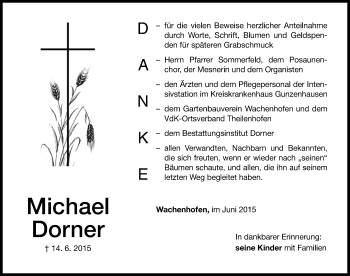 Traueranzeige von Michael Dorner von Altmühl-Bote Lokal