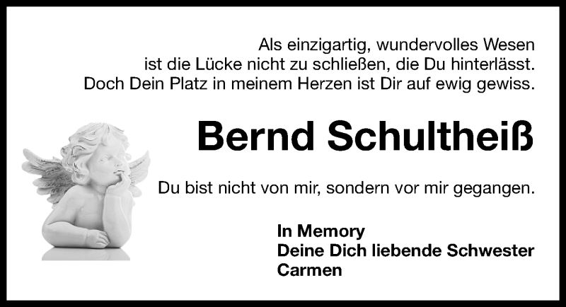  Traueranzeige für Bernd Schultheiß vom 14.11.2015 aus Roth-Hilpoltsteiner Volkszeitung Lokal